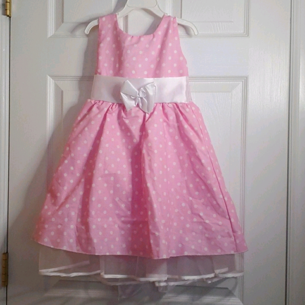Girls pink polka dot with tulle under skirt